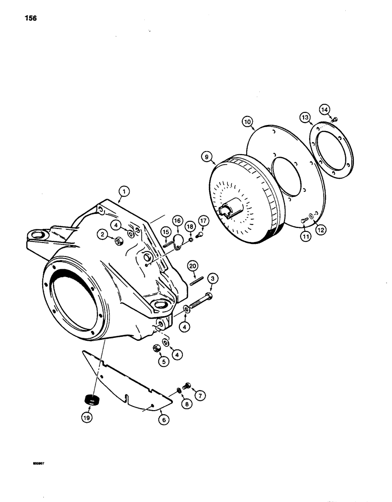 Схема запчастей Case 480D - (156) - TORQUE CONVERTER AND HOUSING (17) - TORQUE CONVERTER