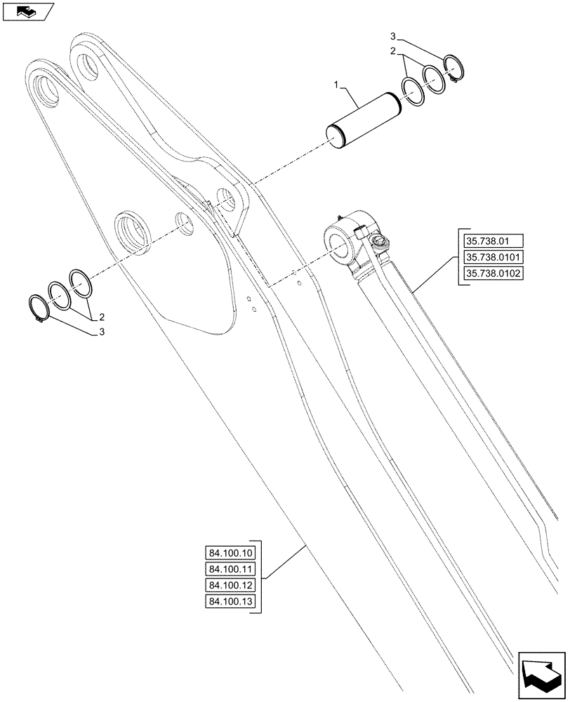 Схема запчастей Case 580SN WT - (84.912.02) - VAR - 423075 - STANDARD, DIPPER, PIN (84) - BOOMS, DIPPERS & BUCKETS