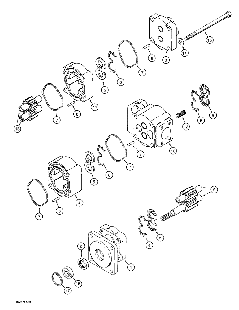 Схема запчастей Case 580SK - (8-062) - EQUIPMENT HYDRAULIC PUMP (08) - HYDRAULICS