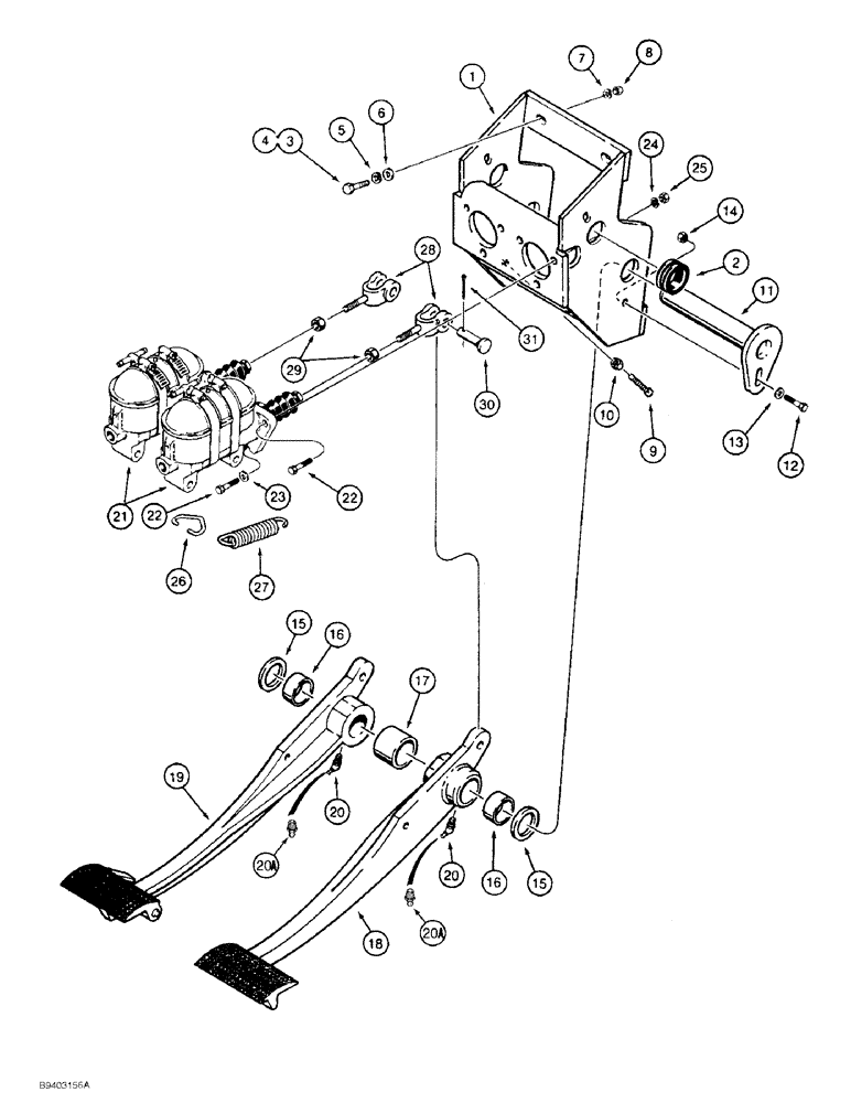 Схема запчастей Case 480F - (7-10) - BRAKE PEDALS AND MOUNTING (07) - BRAKES