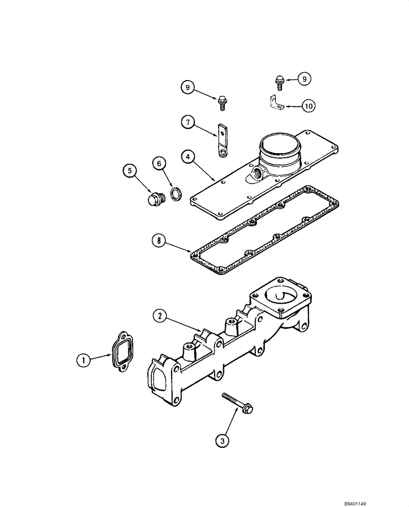 Схема запчастей Case 1845C - (02-13) - MANIFOLDS, 4-390 ENGINE (02) - ENGINE