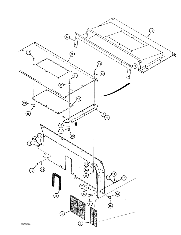 Схема запчастей Case 480F - (9-120) - REAR CLOSURE PANELS, MODELS WITHOUT BACKHOE (09) - CHASSIS/ATTACHMENTS