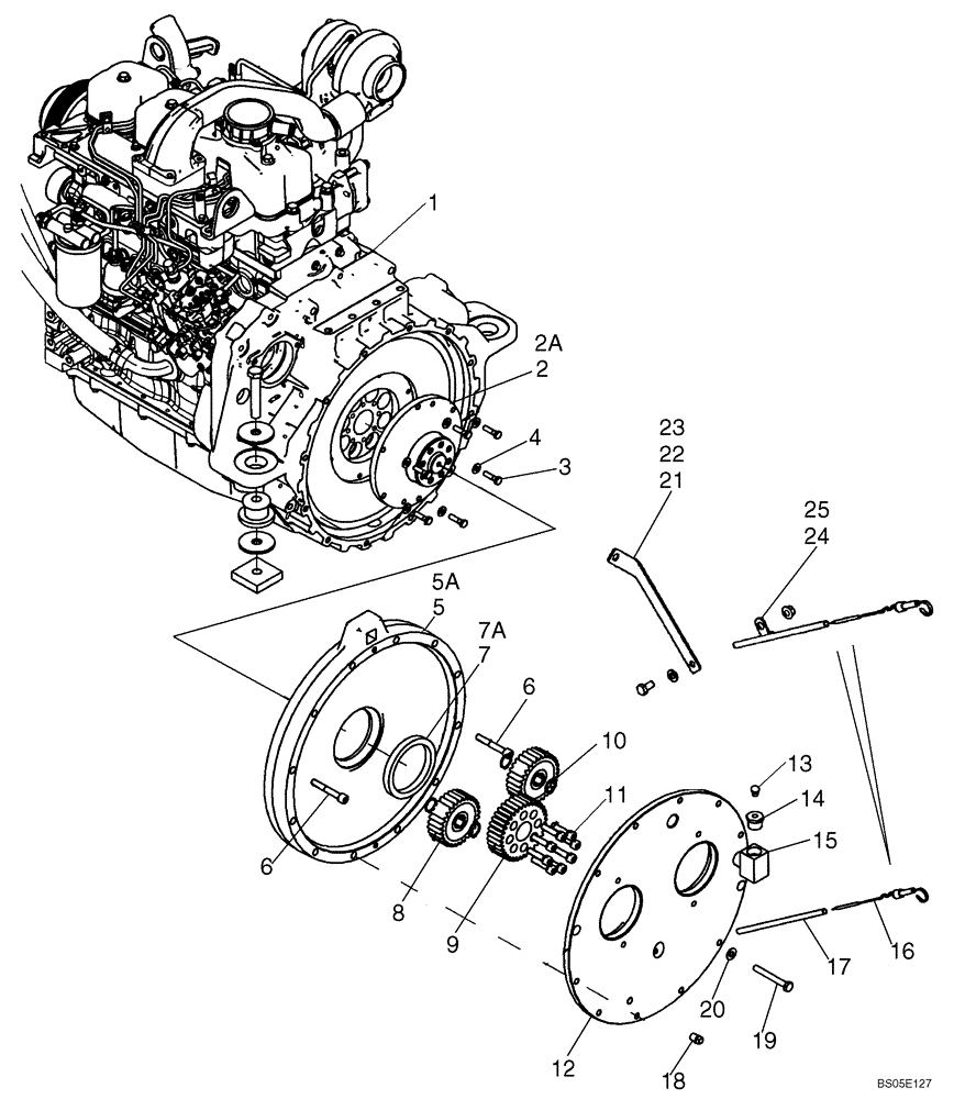 Схема запчастей Case 465 - (02-07) - ENGINE - PUMP DRIVE (WITH SPLIT PUMP CONFIGURATION) (02) - ENGINE