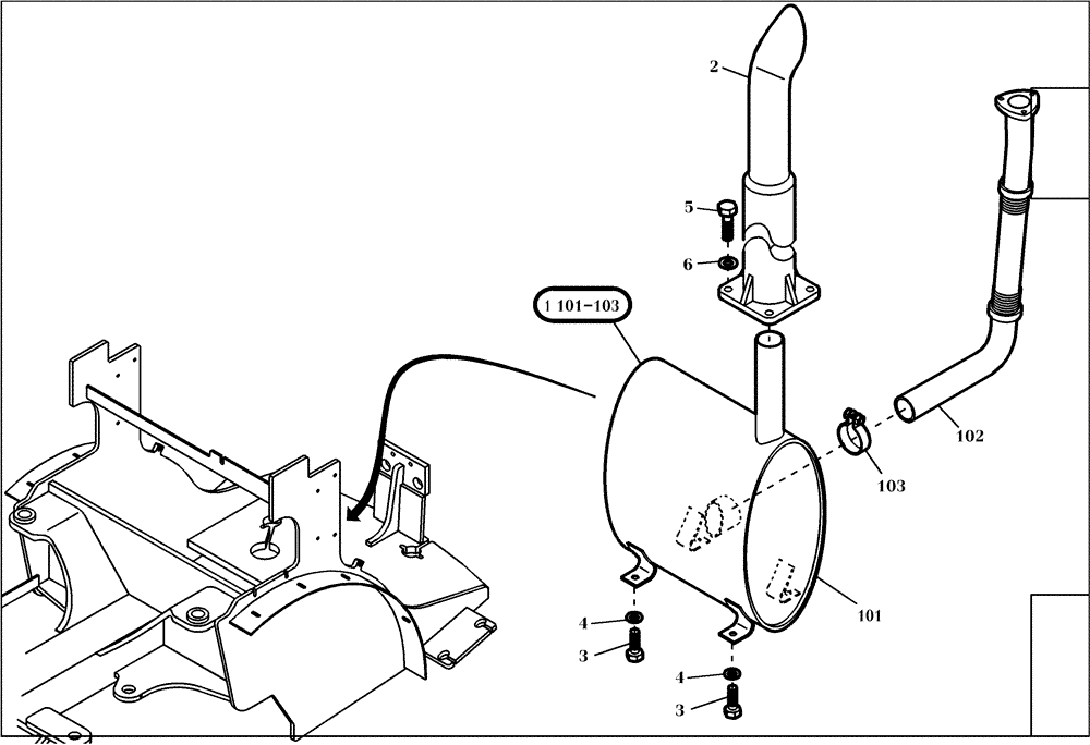 Схема запчастей Case 21D - (13.220[001]) - EXHAUST SYSTEM INSTALLATION (S/N 561101-UP) No Description