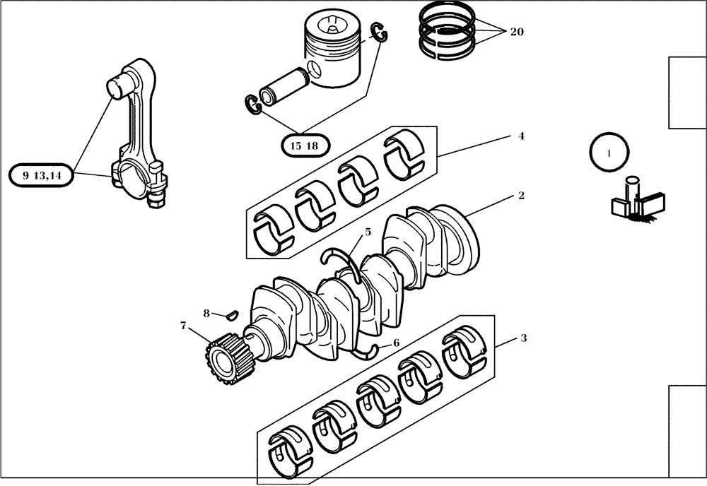 Схема запчастей Case 21D - (95.005[001]) - CRANK SHAFT (S/N 561101-UP) No Description