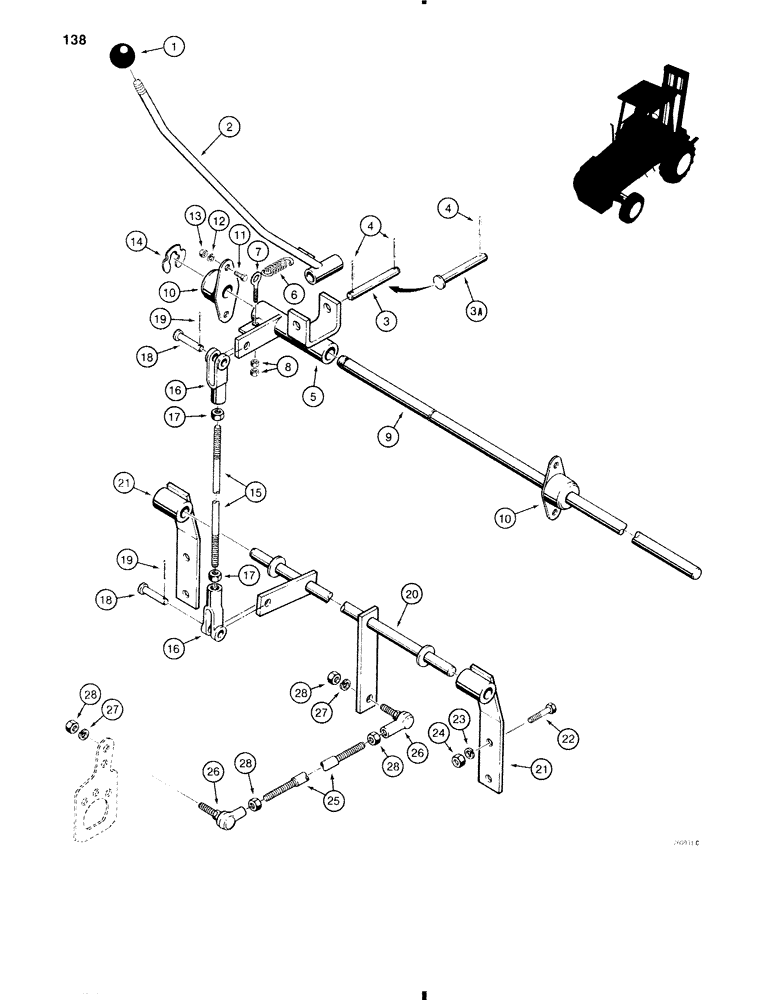 Схема запчастей Case 585C - (138) - SHUTTLE CONTROL AND LINKAGE (21) - TRANSMISSION