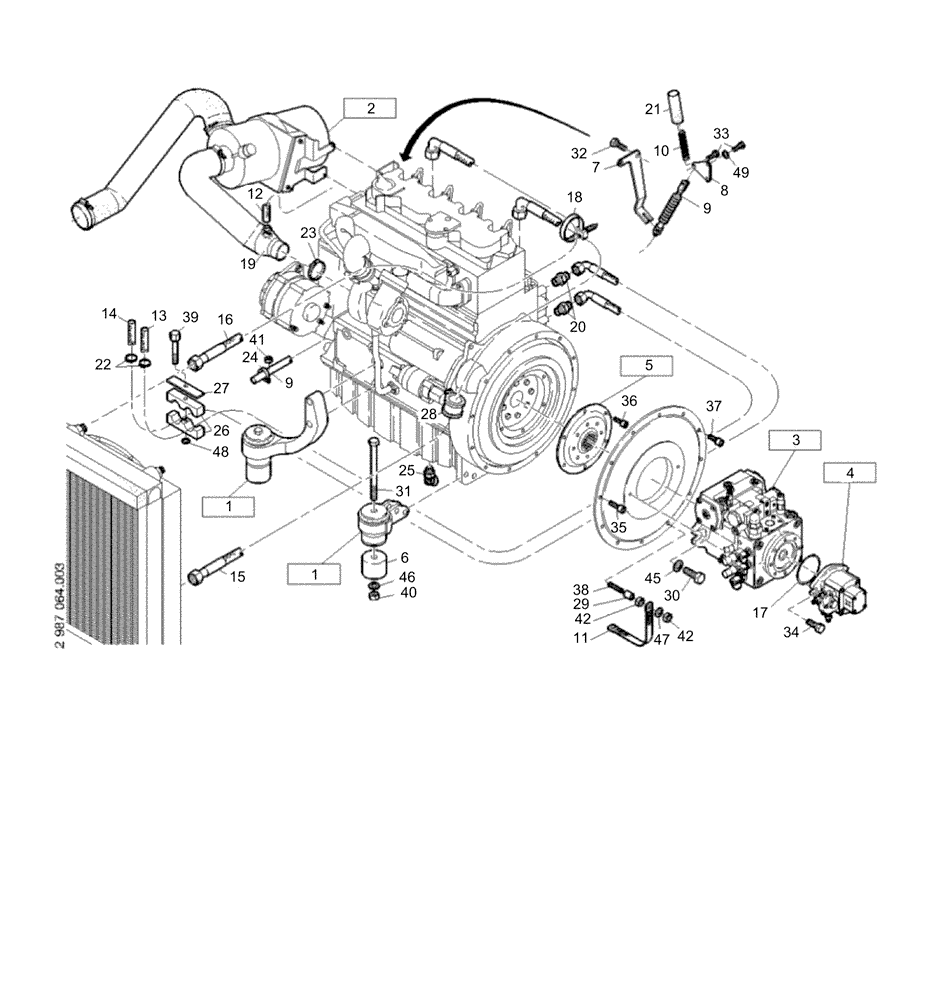 Схема запчастей Case 21E - (13.011[2991459001]) - MOTOR MOUNTING PARTS (10) - ENGINE