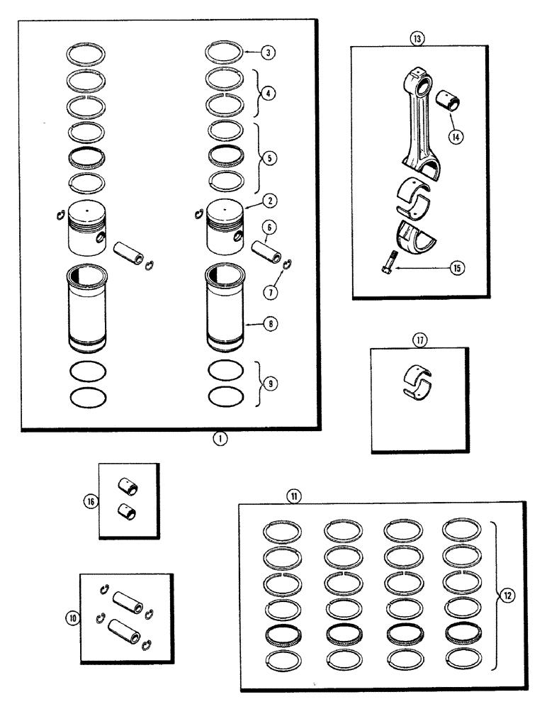 Схема запчастей Case 680CK - (020) - PISTON ASSEMBLY AND CONNECTING RODS, (267) DIESEL ENGINE 