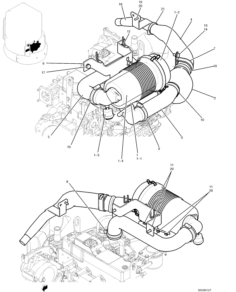 Схема запчастей Case CX50B - (01-010) - CLEANER ASSY, AIR (CAB) (PH11P00017F1) (05) - SUPERSTRUCTURE