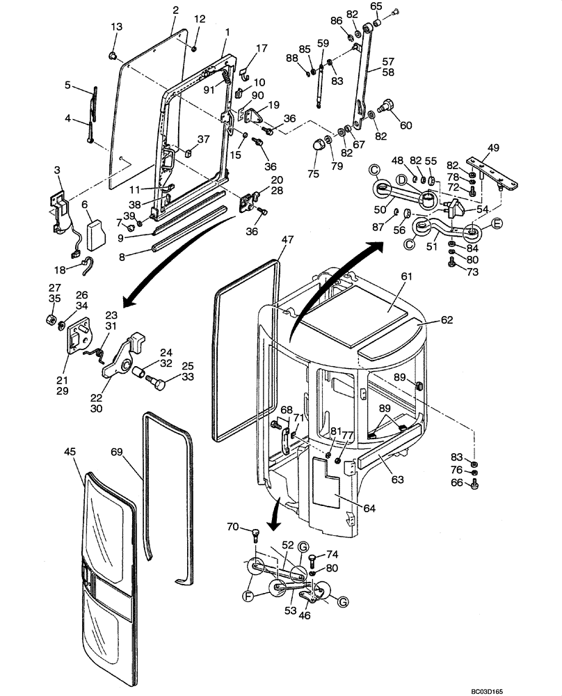 Схема запчастей Case CX25 - (09-17[00]) - CAB - WINDOW, FRONT (09) - CHASSIS/ATTACHMENTS