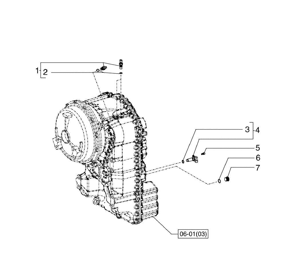 Схема запчастей Case 885B - (06-01[18]) - TRANSMISSION, SENSORS - (TORQUE CONVERTER) (06) - POWER TRAIN