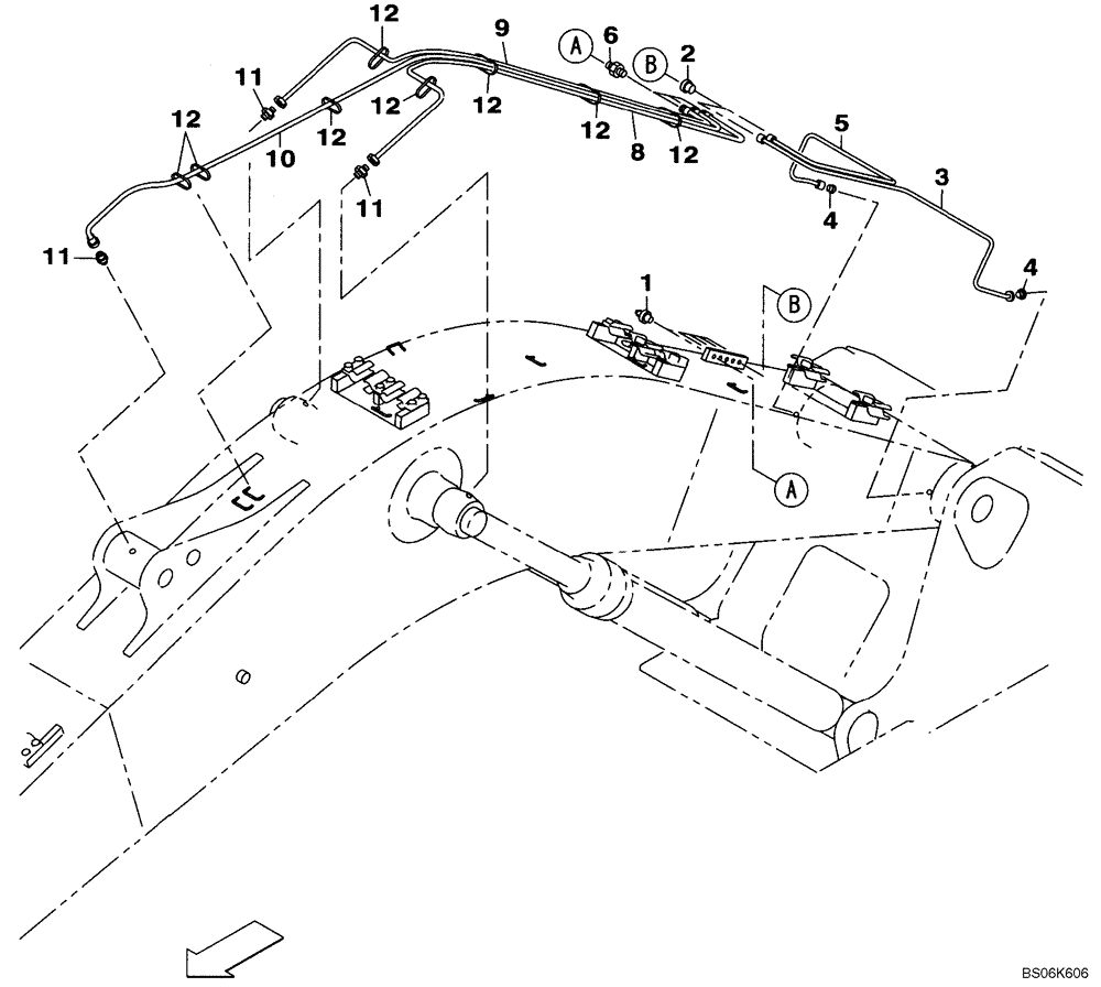 Схема запчастей Case CX210B - (09-36) - LUBRICATION CIRCUIT - BOOM (09) - CHASSIS/ATTACHMENTS