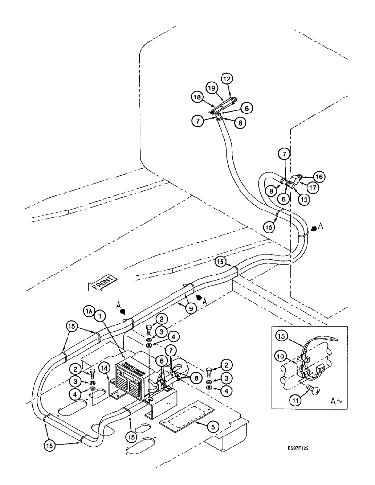 Схема запчастей Case 9040B - (9-052) - HEATER AND HOSES (09) - CHASSIS