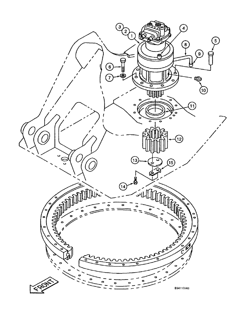 Схема запчастей Case 9040B - (8-184) - SWING DRIVE ASSEMBLY MOUNTING (08) - HYDRAULICS