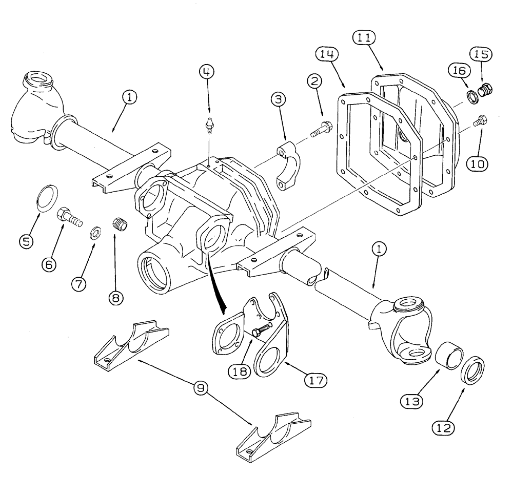 Схема запчастей Case 460 - (6-36) - FRONT AXLE ASSEMBLIES, 115816A1, 139021A1 AND 195520A1, AXLE HOUSING (06) - POWER TRAIN