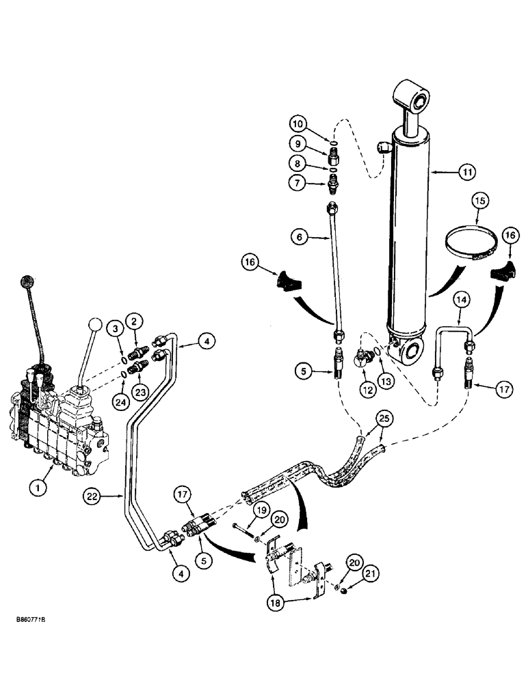 Схема запчастей Case 860 - (8-034) - BACKHOE BOOM CYLINDER HYDRAULIC CIRCUIT (08) - HYDRAULICS