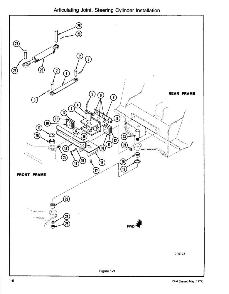 Схема запчастей Case DH4 - (1-06) - ARTICULATING JOINT, STEERING CYLINDER INSTALLATION (39) - FRAMES AND BALLASTING