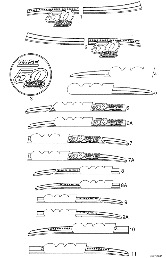 Схема запчастей Case 580SM - (09-74A) - DECALS - 50TH ANNIVERSARY (09) - CHASSIS/ATTACHMENTS