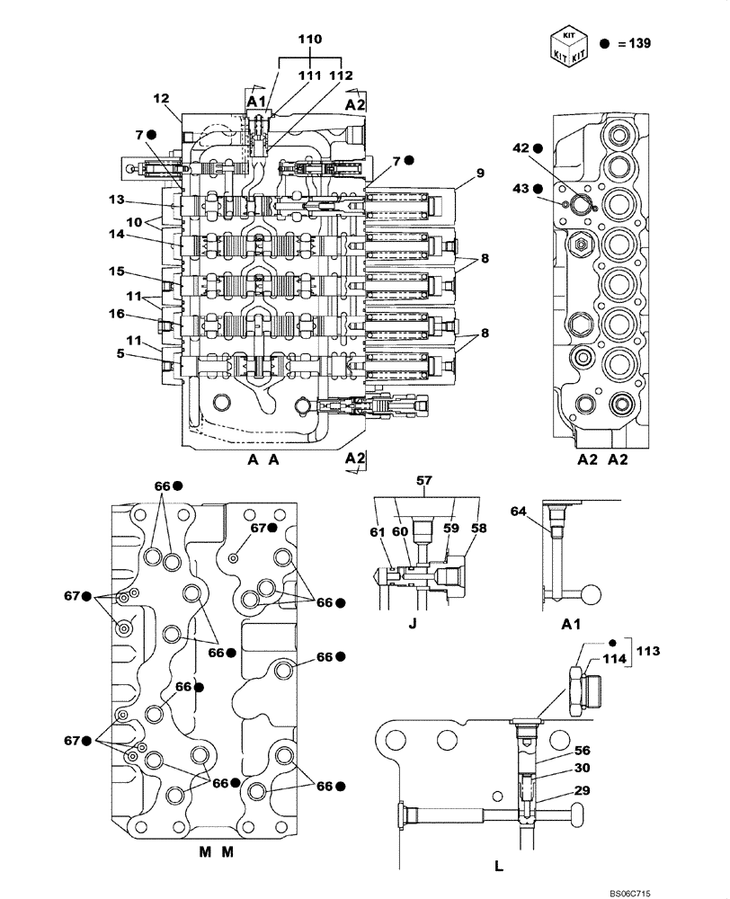 Схема запчастей Case CX330 - (08-202-00[01]) - CONTROL VALVE (08) - HYDRAULICS