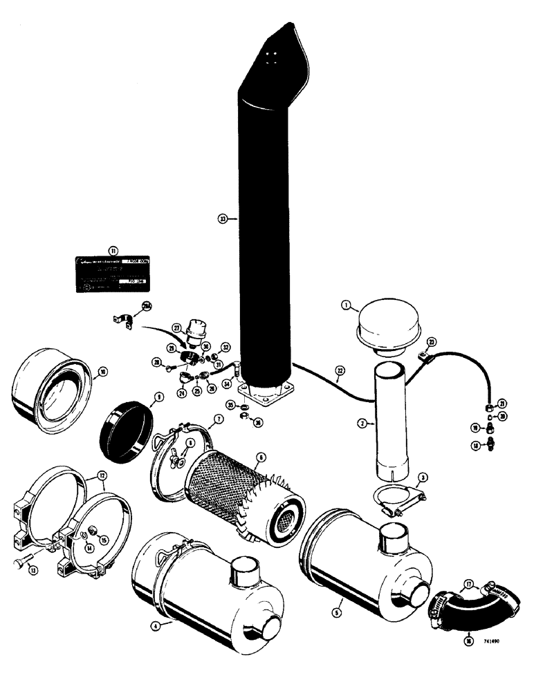 Схема запчастей Case 475 - (048) - AIR CLEANER AND EXHAUST SYSTEM, VERTICAL STYLE AIR INTAKE (10) - ENGINE