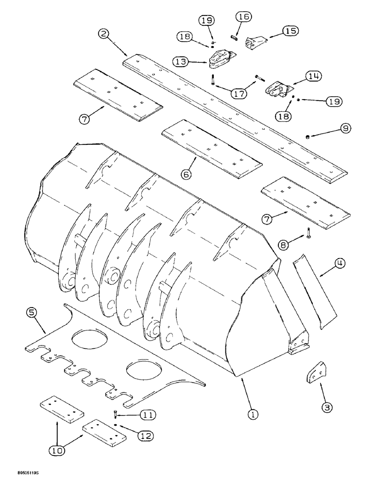 Схема запчастей Case 721B - (9-017A) - LOADER BUCKETS AND CUTTING EDGES, 2.50 AND 2.75 CUBIC YARD, Z BAR LOADER (09) - CHASSIS/ATTACHMENTS