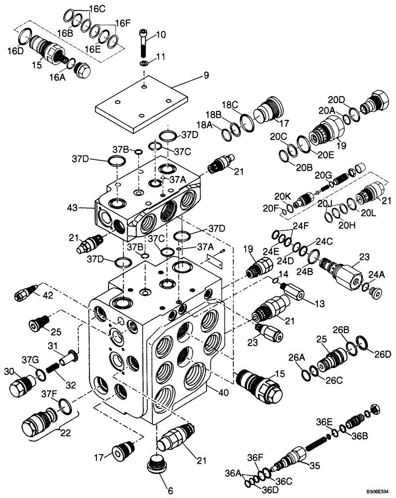 Схема запчастей Case 821E - (08-31) - VALVE ASSY - LOADER CONTROL - TWO, THREE, FOUR SPOOL (08) - HYDRAULICS