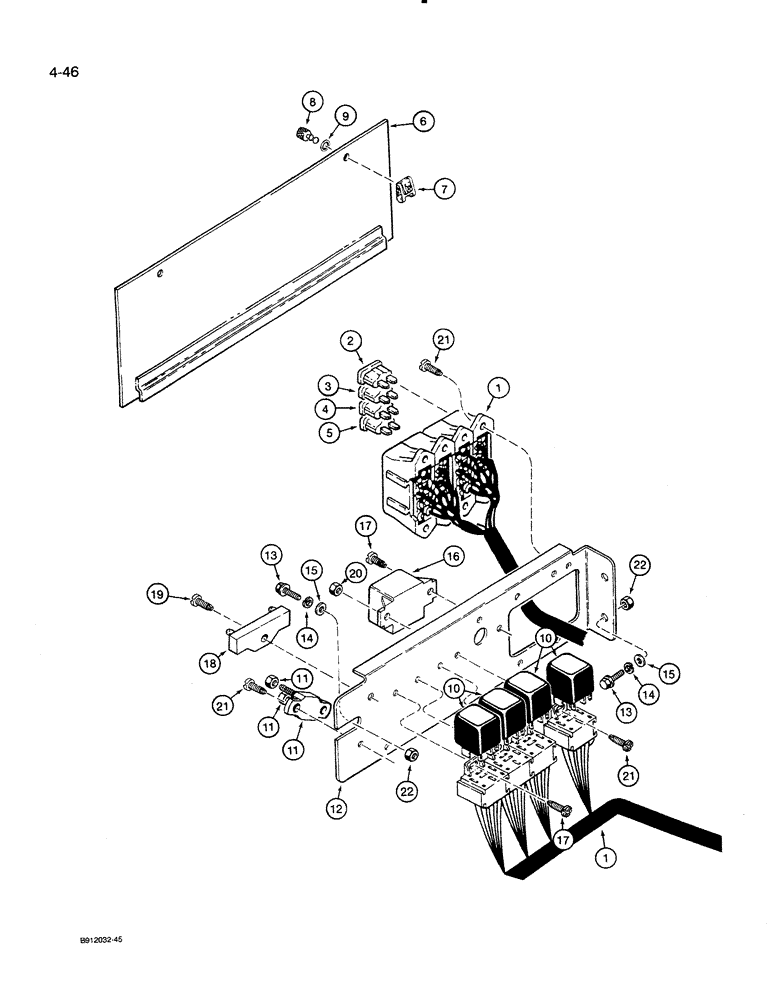 Схема запчастей Case 821 - (4-046) - MAIN CANOPY HARNESS POWER DISTRIBUTION CENTER *P.I.N. JAK0024165 AND AFTER (04) - ELECTRICAL SYSTEMS