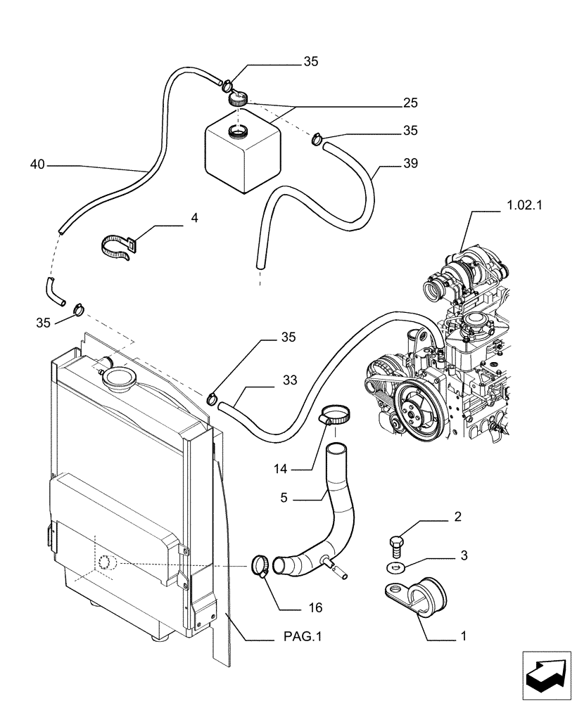 Схема запчастей Case TX742 - (1.17.A[04]) - ENGINE COOLING - VERSION (02) (10) - ENGINE