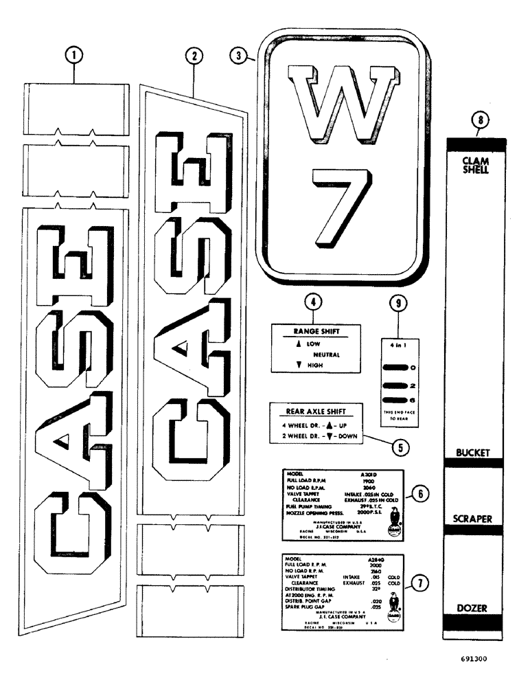 Схема запчастей Case W7 - (284) - DECALS (09) - CHASSIS