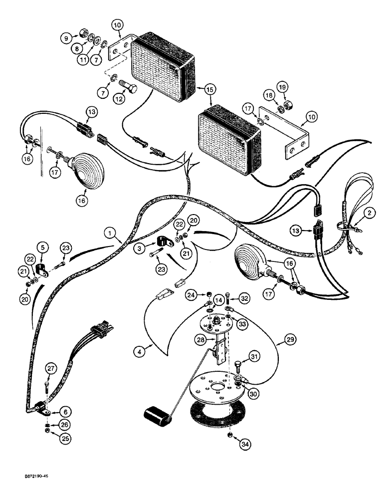 Схема запчастей Case W36 - (4-134) - ELECTRICAL SYSTEM, REAR CAB HARNESS - REAR LAMPS, P.I.N. 9156438 AND AFTER (04) - ELECTRICAL SYSTEMS