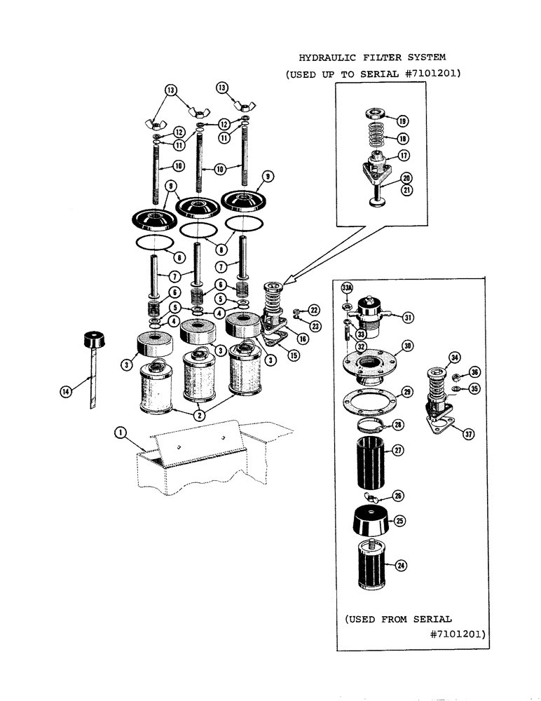 Схема запчастей Case 1000C - (178) - HYDRAULIC FILTER SYSTEM, USED UP TO SERIAL NUMBER 7101201 (07) - HYDRAULIC SYSTEM