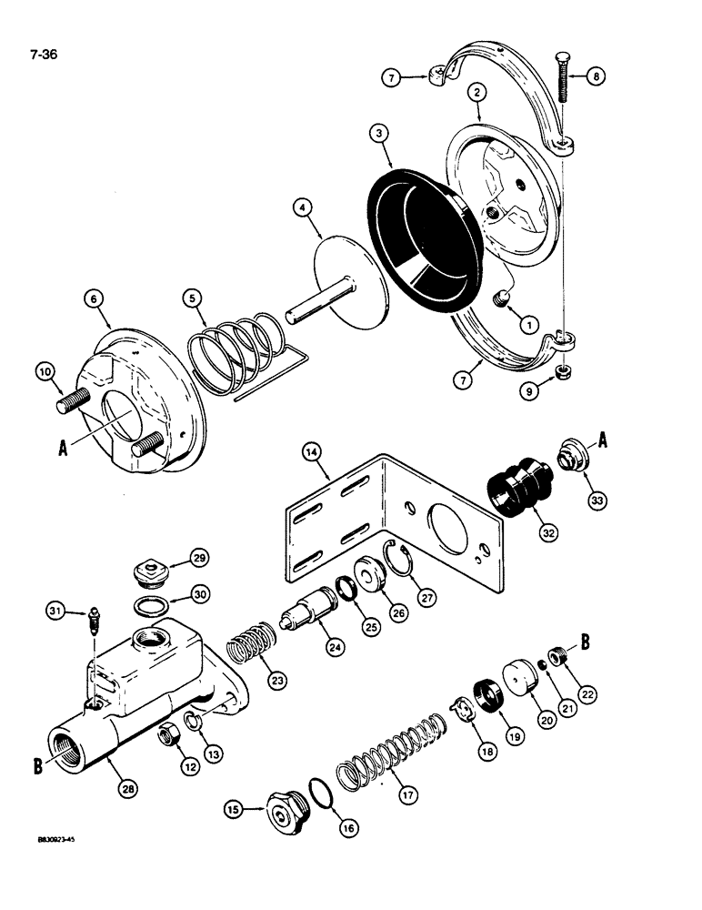 Схема запчастей Case W14B - (7-36) - BRAKE ACTUATOR - L113007 (07) - BRAKES