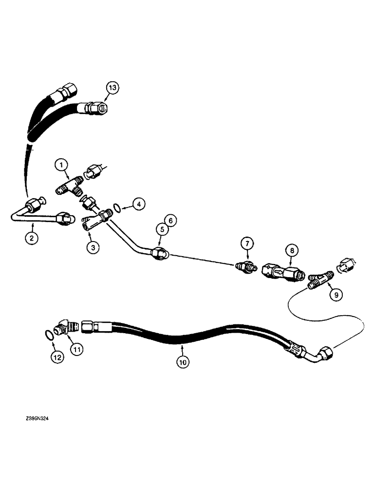 Схема запчастей Case 1155E - (6-54) - TRANSMISSION HYDRAULIC CIRCUIT, COOLING SYSTEM, CROSSOVER TUBE TO TORQUE CONVERTER & TRANS PORTS (06) - POWER TRAIN