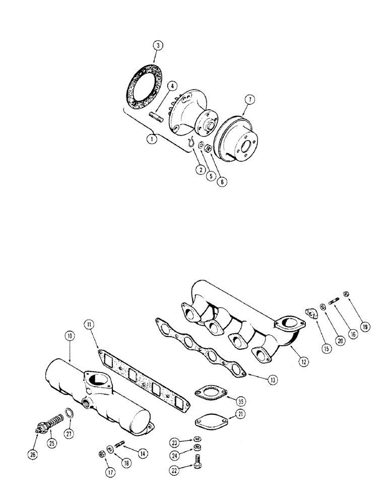 Схема запчастей Case 310G - (024) - WATER PUMP, (188) DIESEL ENGINE (01) - ENGINE