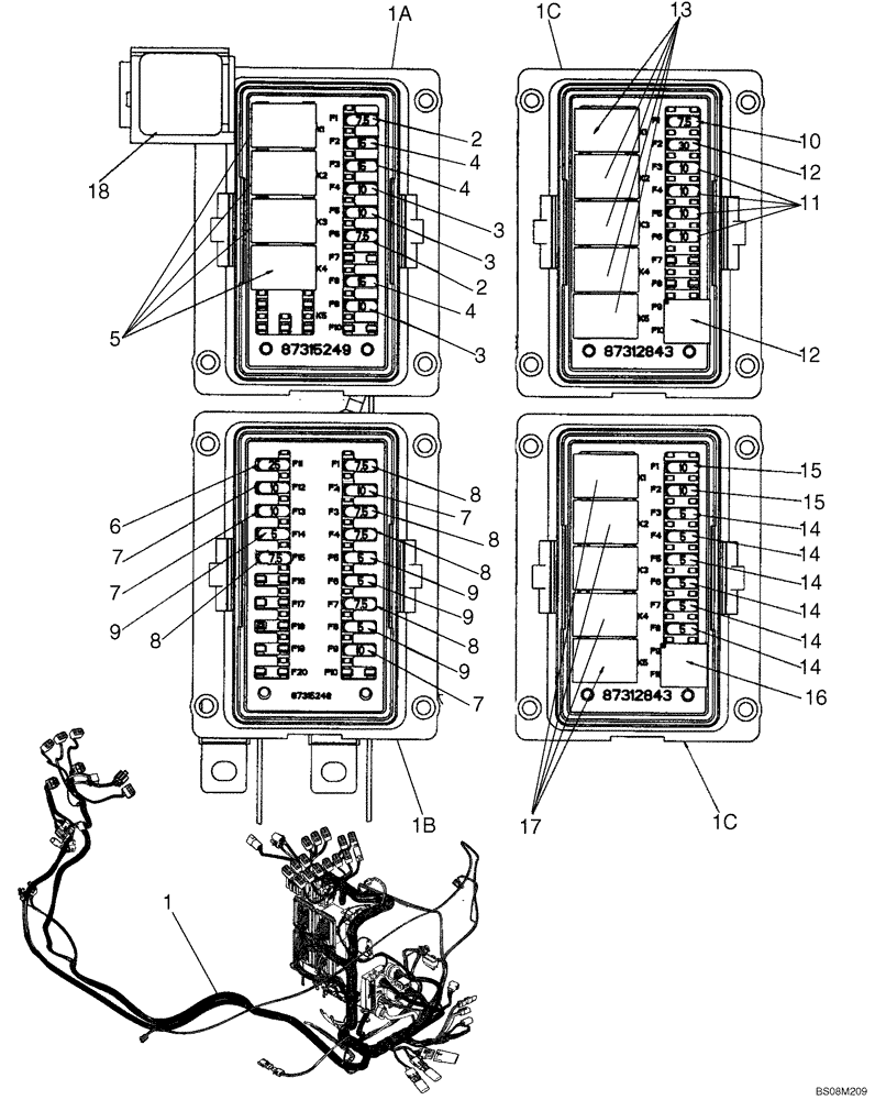 Схема запчастей Case 521E - (04-15) - CAB - FUSES AND RELAYS (04) - ELECTRICAL SYSTEMS