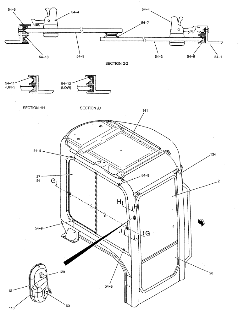 Схема запчастей Case CX27B PV13 - (01-047) - CAB ASSY, P/N PW50C00002F1 (05) - SUPERSTRUCTURE