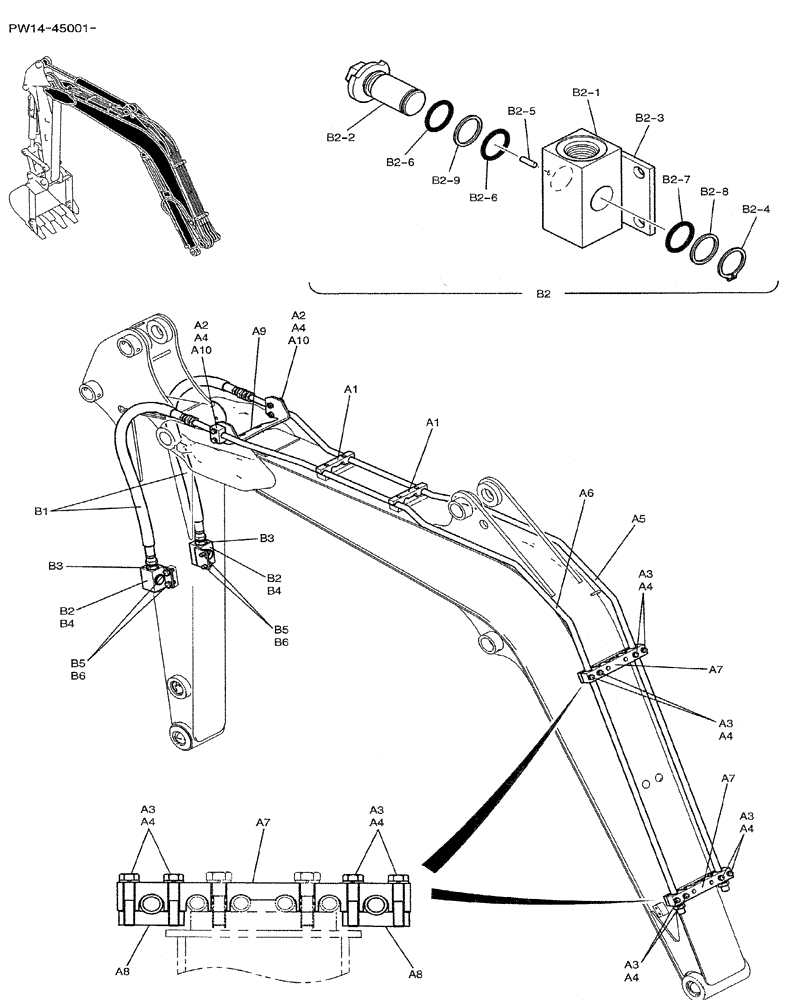 Схема запчастей Case CX31B - (03-003) - HYD LINES, BOOM 2.3M (7FT 7IN) (35) - HYDRAULIC SYSTEMS