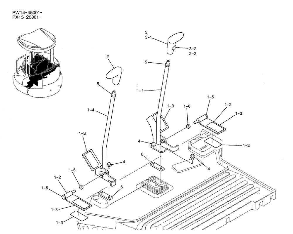 Схема запчастей Case CX36B - (01-032) - LEVER ASSY, CONTROL (05) - SUPERSTRUCTURE