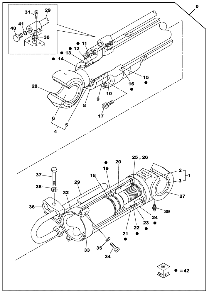 Схема запчастей Case CX210C NLC - (35.736.08) - BOOM CYLINDER - LEFT - WITH SAFETY VALVE (35) - HYDRAULIC SYSTEMS