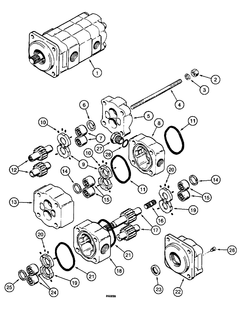 Схема запчастей Case W14 - (270) - L110544 EQUIPMENT AND STEERING PUMP, USED BEFORE PIN 9151870 (05) - STEERING