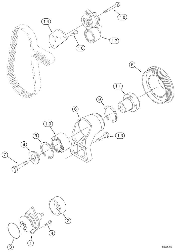 Схема запчастей Case 750K - (02-08) - WATER PUMP SYSTEM - 4T-390 EMISSIONS CERTIFIED ENGINE (JAN 11 2012 3:47PM) (02) - ENGINE