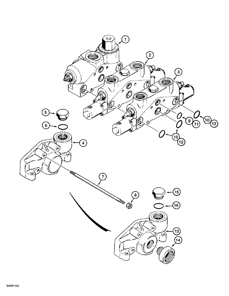 Схема запчастей Case 721B - (8-030) - LOADER CONTROL VALVE - TWO SPOOL, Z-BAR LOADER, L123735 VALVE ASSEMBLY (08) - HYDRAULICS