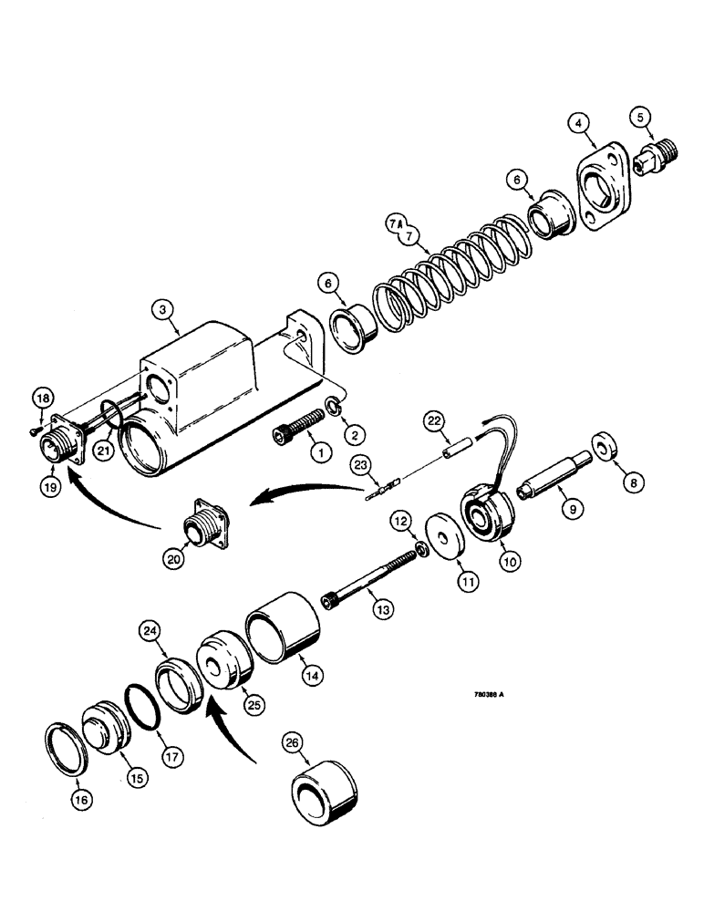 Схема запчастей Case W14 - (522) - HYDRECO BUCKET SPOOL DETENT (08) - HYDRAULICS