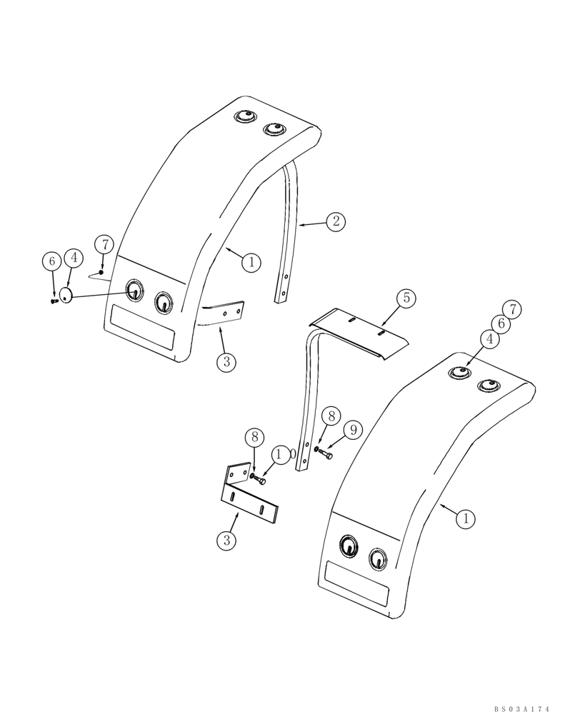 Схема запчастей Case 721D - (09-19) - FENDERS, FRONT - STANDARD (09) - CHASSIS