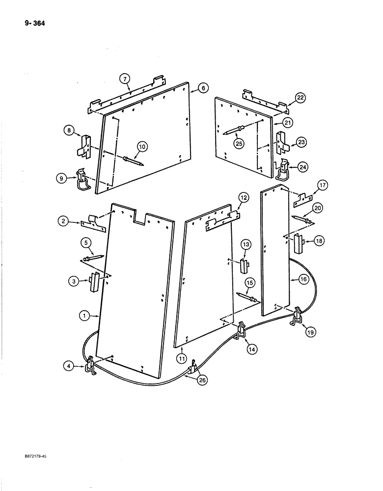 Схема запчастей Case 170B - (9-364) - OPTIONAL CAB ANTI-VANDALISM GUARDS, GUARDS AND LOCKING PARTS (09) - CHASSIS