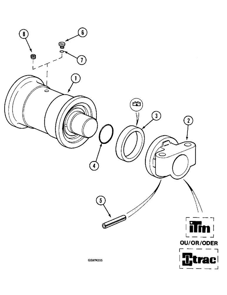 Схема запчастей Case 220B - (5-14) - TRACK ROLLER, P.I.N. 74441 THROUGH 74597, P.I.N. 03201 AND AFTER (11) - TRACKS/STEERING