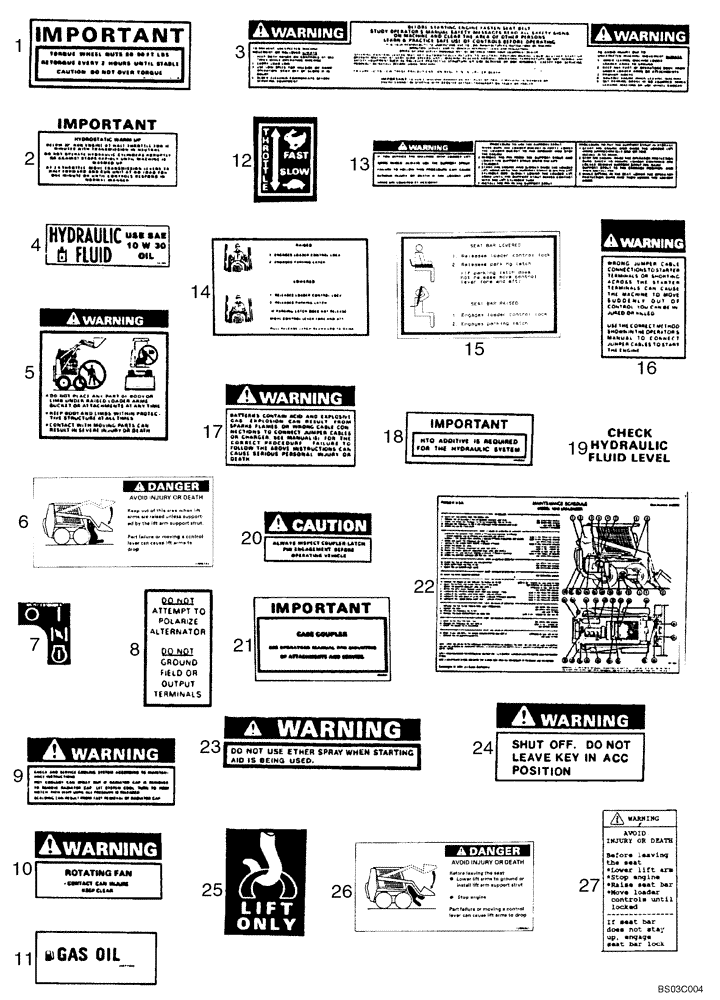 Схема запчастей Case 1840 - (09-45) - DECALS - SPANISH (09) - CHASSIS/ATTACHMENTS