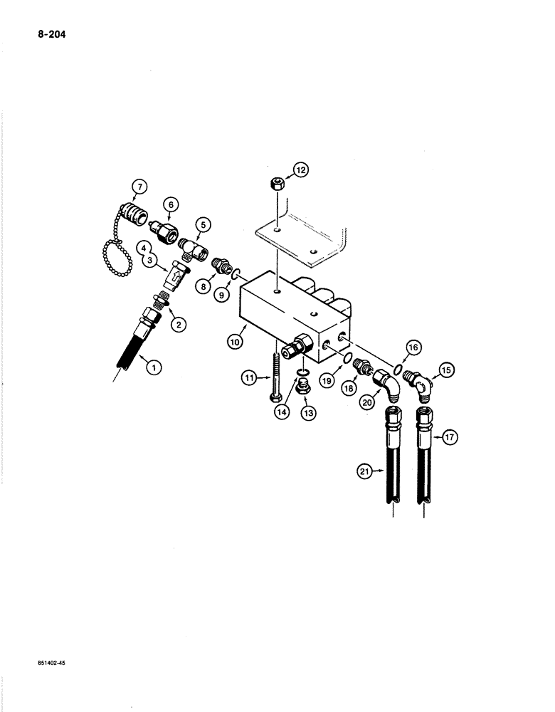 Схема запчастей Case 1187B - (8-204) - HYDRAULIC CIRCUIT FOR CONTROLS, SOLENOID CONTROL VALVE CONNECTING LINES (08) - HYDRAULICS