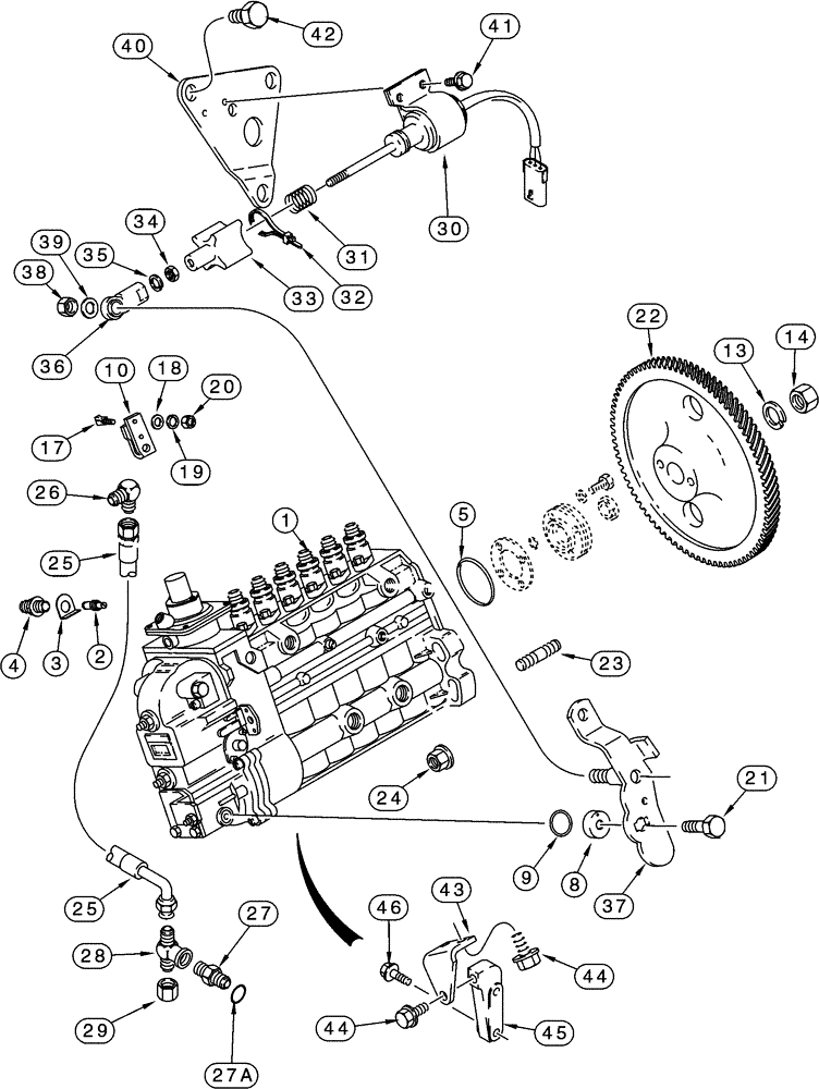 Схема запчастей Case 6030 - (03-06) - FUEL INJECTION PUMP AND DRIVE 6T-590 EPA TIER 1 EMISSIONS CERTIFIED ENGINE (03) - FUEL SYSTEM