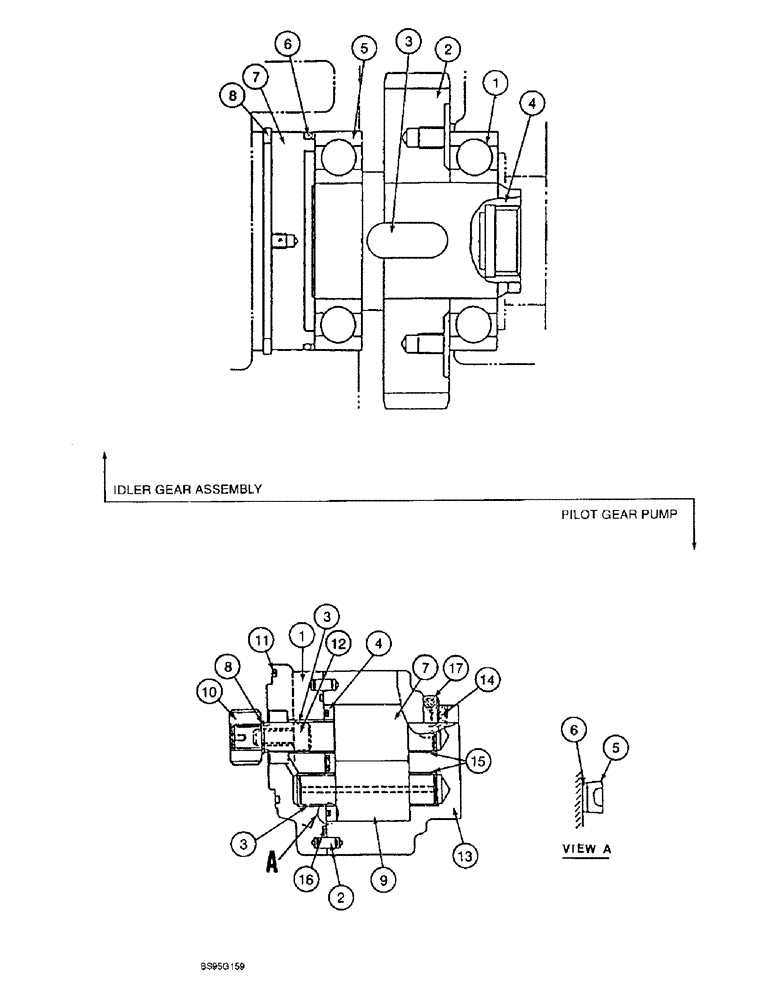 Схема запчастей Case 9060B - (8-094) - HYDRAULIC PUMP, IDLER GEAR ASSEMBLY AND PILOT GEAR PUMP, IDLER GEAR ASSEMBLY, PILOT GEAR PUMP (08) - HYDRAULICS